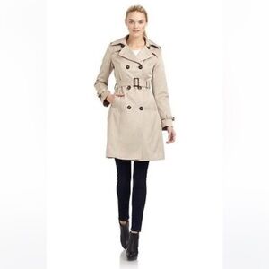 Dawn Levy Mocha tan long trench coat with removable heavy liner NWOT size XL